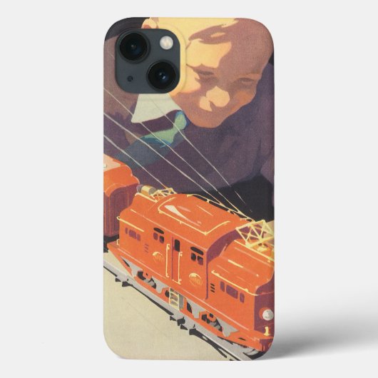 ヴィンテージクリスマス、電車のおもちゃで遊ぶ少年 Case-Mate iPhoneケース (裏面)
