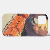 ヴィンテージクリスマス、電車のおもちゃで遊ぶ少年 Case-Mate iPhoneケース (裏面 (横))