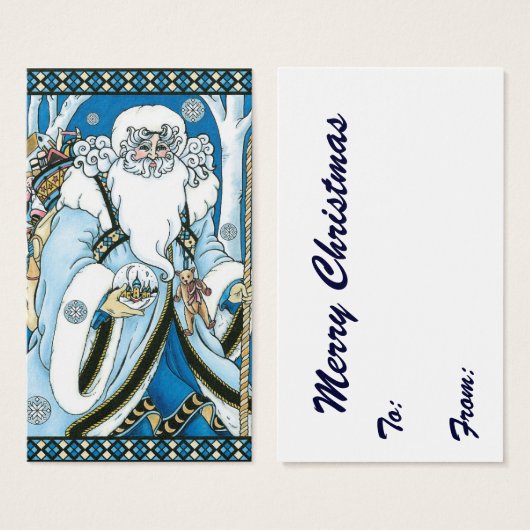 ヴィンテージクリスマス、青いサンタクロースのスノーグローブ (正面&裏面)