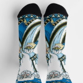 ヴィンテージクリスマス、青いサンタクロースのスノーグローブ ソックス (上部)