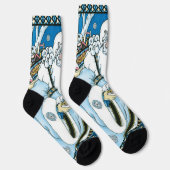 ヴィンテージクリスマス、青いサンタクロースのスノーグローブ ソックス (右)