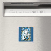 ヴィンテージクリスマス、青いサンタクロースのスノーグローブ マグネット (インサイチュ (食洗機))