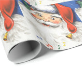 ヴィンテージクリスマス、音楽で楽しいサンタクロース ラッピングペーパー (ロールコーナー)