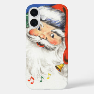 ヴィンテージクリスマス、音楽で楽しいサンタクロース iPhone 16ケース