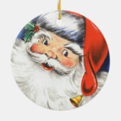 ヴィンテージクリスマス、音楽で陽気なサンタクロース セラミックオーナメント (裏面)