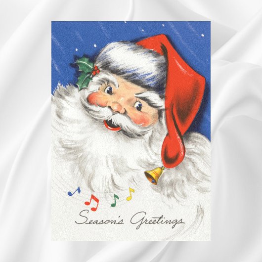 ヴィンテージクリスマス、音楽で陽気なサンタクロース ポスター