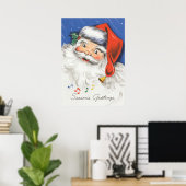 ヴィンテージクリスマス、音楽で陽気なサンタクロース ポスター (ホームオフィス)