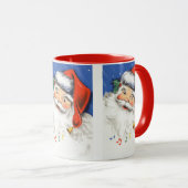 ヴィンテージクリスマス、音楽で陽気なサンタクロース マグカップ (正面右)