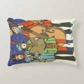 ヴィンテージクリスマス、音楽家たちのキャロリング アクセントクッション (正面)