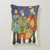 ヴィンテージクリスマス、音楽家たちのキャロリング アクセントクッション (裏面(縦))