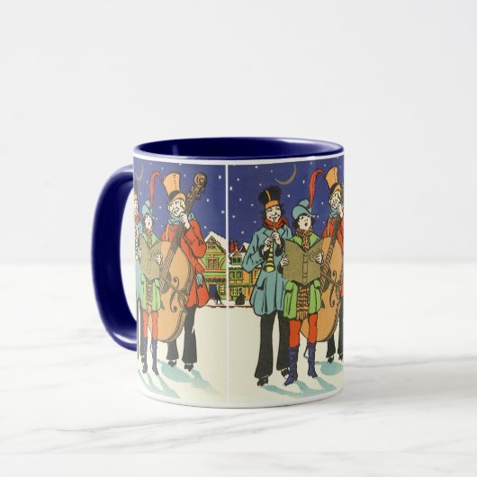 ヴィンテージクリスマス、音楽家たちのキャロリング マグカップ (正面左)