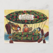 ヴィンテージクリスマス – 飛行船の鳥 シーズンポストカード (正面)