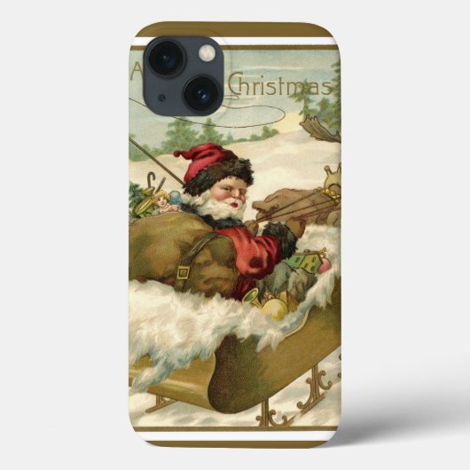 ヴィンテージクリスマス、馬車に乗ったヴィクトリア朝のサンタクロース Case-Mate iPhoneケース (裏面)