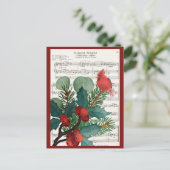 ヴィンテージクリスマス（鳥）ショウジョウコウカンチョウミュージックホリディポストカード シーズンポストカード (スタンド正面)