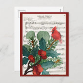 ヴィンテージクリスマス（鳥）ショウジョウコウカンチョウミュージックホリディポストカード シーズンポストカード (正面/裏面)