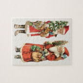 ヴィンテージクリスマス、2サンタクロースがカット画像を死ぬ ジグソーパズル (横)