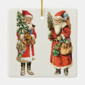 ヴィンテージクリスマス、2サンタクロースがカット画像を死ぬ セラミックオーナメント (裏面)