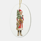 ヴィンテージクリスマス、2体のサンタクロースの切り抜き画像 セラミックオーナメント (左)