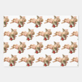 ヴィンテージクリスマス、3違うエンジェル ラッピングペーパーシート (正面)