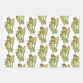 ヴィンテージクリスマス、3違うエンジェル ラッピングペーパーシート (正面2)