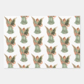 ヴィンテージクリスマス、3違うエンジェル ラッピングペーパーシート (正面)