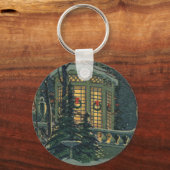 ヴィンテージクリスマス、Windowsのリース付きハウス キーホルダー (裏面)