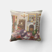 ヴィンテージクリスマス、Windowsのリース付きハウス クッション (裏面)