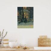 ヴィンテージクリスマス、Windowsのリース付きハウス ポスター (キッチン)