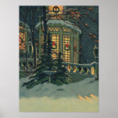 ヴィンテージクリスマス、Windowsのリース付きハウス ポスター (正面)