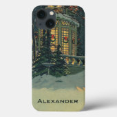 ヴィンテージクリスマス、Windowsのリース付きハウス Case-Mate iPhoneケース (裏面)