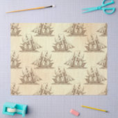 ヴィンテージクリッパー船オンクリームデコップページ 薄葉紙 (クラフト)