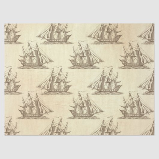 ヴィンテージクリッパー船オンクリームデコップページ 薄葉紙 (正面)