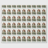 ヴィンテージクリトマススノーアンドサンタ ラッピングペーパー (フラット)