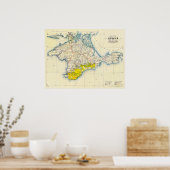 ヴィンテージクリミア,ウクライナ,セバストポリ地域の地図 ポスター (キッチン)