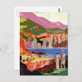 ヴィンテージクリング中国ゴルファーとランドスケープ旅行 ポストカード (正面/裏面)