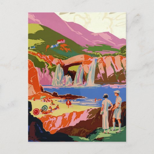 ヴィンテージクリング中国ゴルファーとランドスケープ旅行 ポストカード (正面)