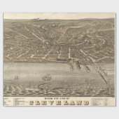 ヴィンテージクリーブランドの絵図（1877年） ラッピングペーパー (フラット)