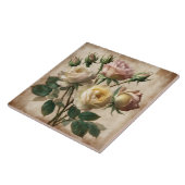 ヴィンテージクリームとピンクのローズブーケ タイル (側面)