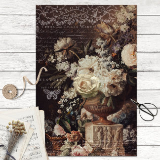 ヴィンテージクリームとブラウンデクページティッシュペーパー 薄葉紙