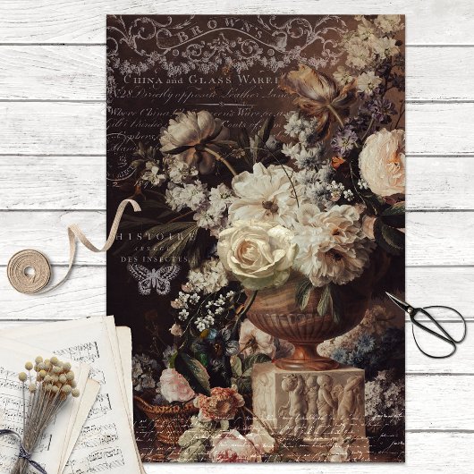 ヴィンテージクリームとブラウンデクページティッシュペーパー 薄葉紙