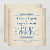 ヴィンテージクリームとブルーの素朴結婚式招待状 招待状 (正面/裏面)