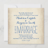 ヴィンテージクリームとブルーの素朴結婚式招待状 招待状 (正面)