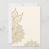ヴィンテージクリームと金ゴールドメンディヘンナムスリム結婚ズ 招待状 (裏面)