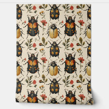 ヴィンテージクリームアールデコカブトムシフローラシャビーシック