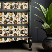 ヴィンテージクリームアールデコカブトムシフローラシャビーシック 薄葉紙