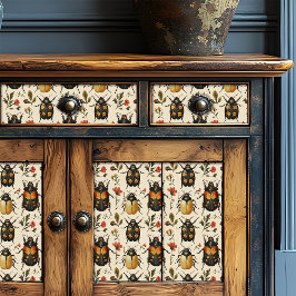 ヴィンテージクリームアールデコカブトムシフローラシャビーシック 薄葉紙