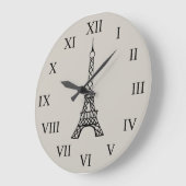 ヴィンテージクリームエッフェルタワーパリウォールクロック ラージ壁時計 (傾斜)