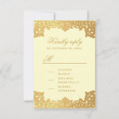 ヴィンテージクリームエレガント金ゴールド書結婚道 出欠カード (正面)