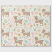 ヴィンテージクリームクリスマストインデアイラストレーション ラッピングペーパー (フラット)