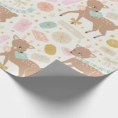 ヴィンテージクリームクリスマストインデアイラストレーション ラッピングペーパー (角)